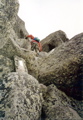 Scrambling up the Katahdin Rocks above treeline