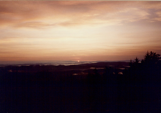 Sunrise over the distant NH mountains